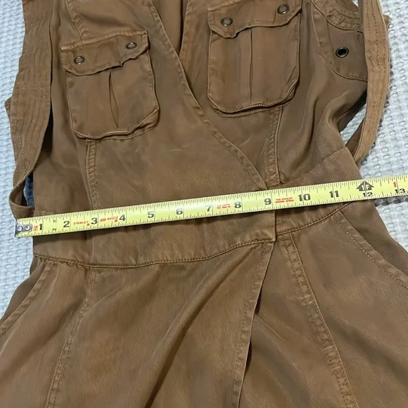 Free People Sleeveless Desert Delight Olive Utility Cargo Wrap V Neck Mini Dress - Picture 8 of 9